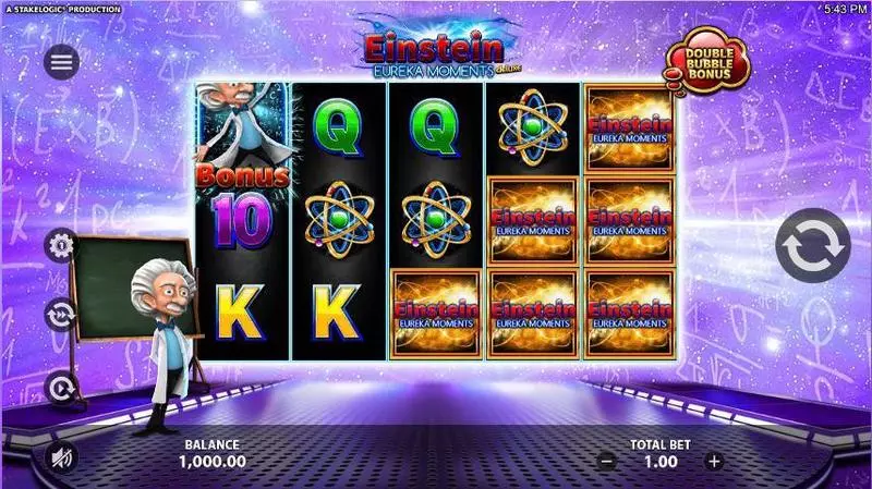 Main Screen Reels - Einstein Eureka Moments StakeLogic Slots Game