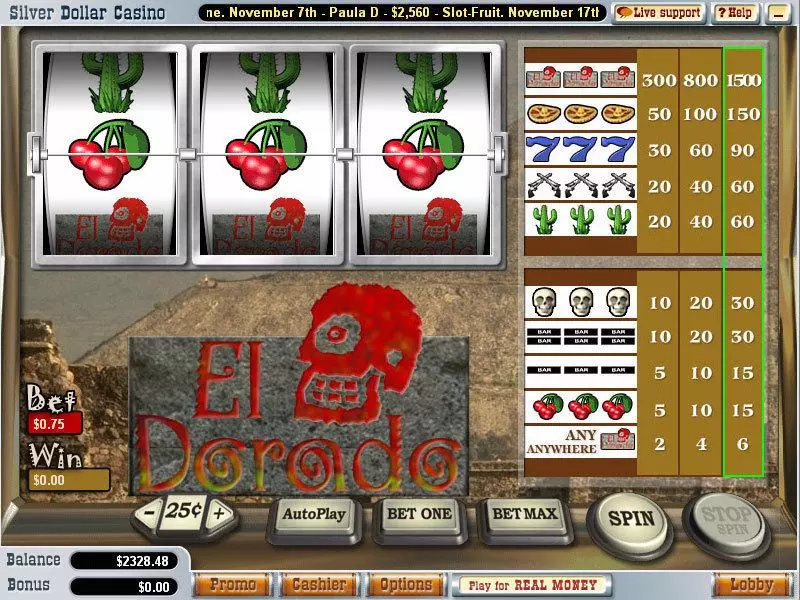Main Screen Reels - El Dorado Vegas Technology Slots Game