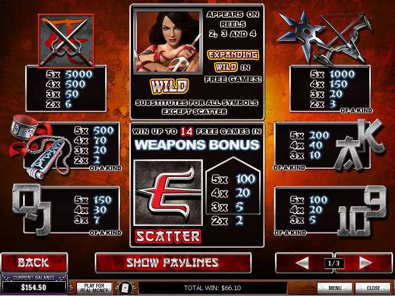 Info and Rules - Elektra PlayTech Slots Game