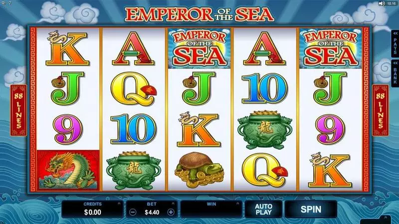 Main Screen Reels - Emperor of the Sea Microgaming Slots Game