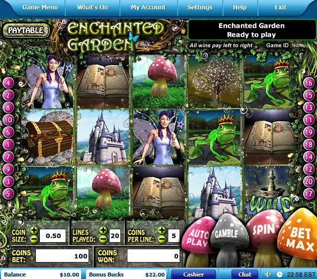 Main Screen Reels - Enchanted Garden Leap Frog Slots Game