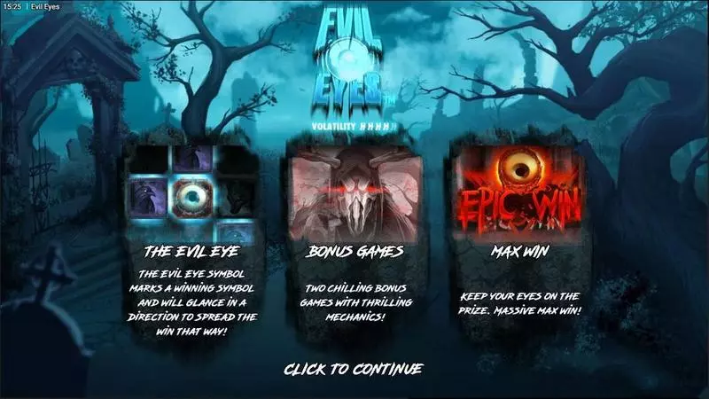 Introduction Screen - Evil Eyes Hacksaw Gaming Slots Game