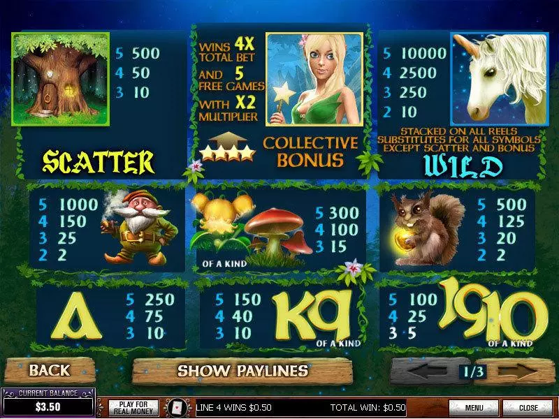 Info and Rules - Fairy Magic PlayTech Slots Game