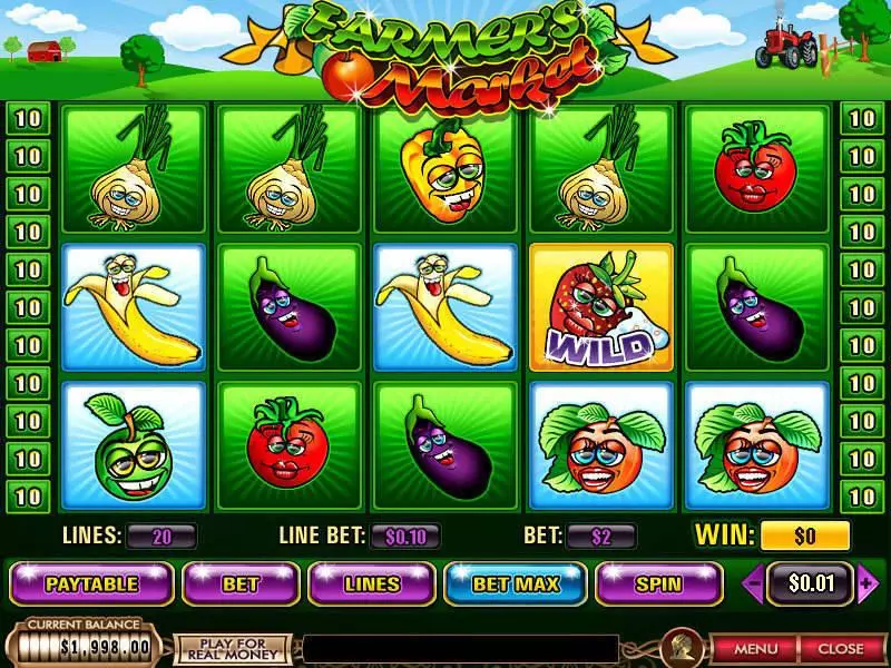 Main Screen Reels - Farmer's Market PlayTech Slots Game