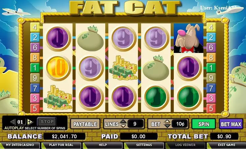 Main Screen Reels - Fat Cat CryptoLogic Slots Game