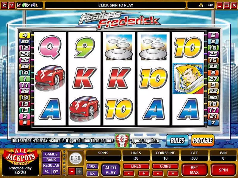 Main Screen Reels - Fearless Frederick Microgaming Slots Game