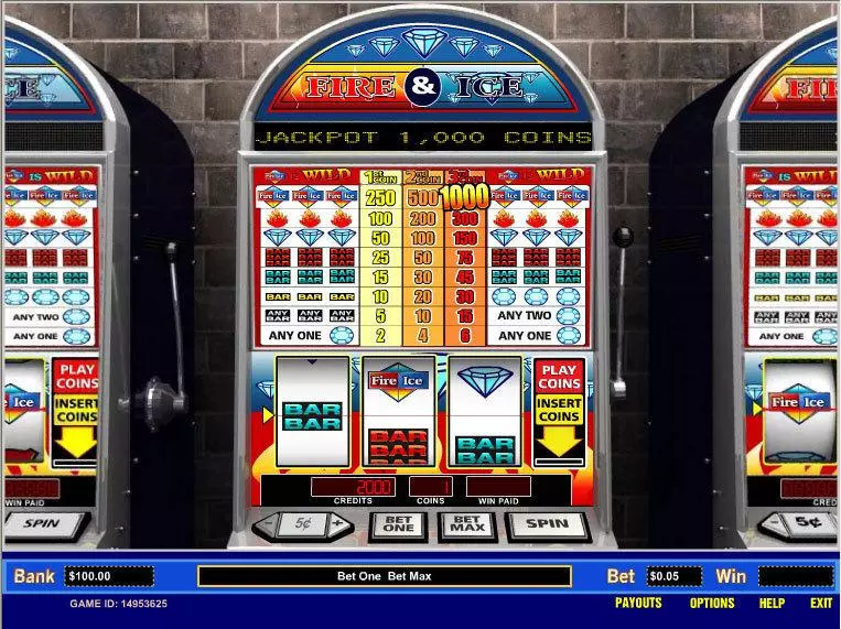 Main Screen Reels - Fire and Ice 1 Line Parlay Slots Game