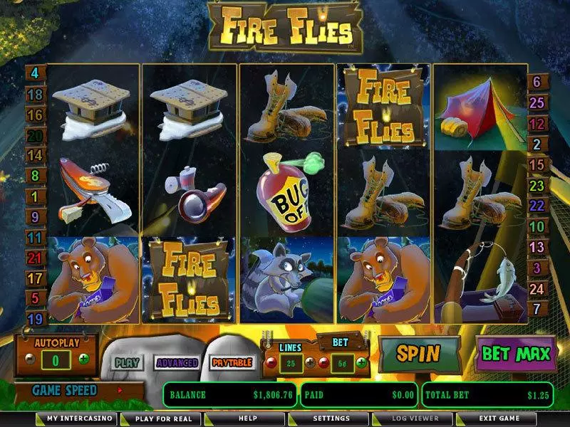 Main Screen Reels - Fire Flies Amaya Slots Game