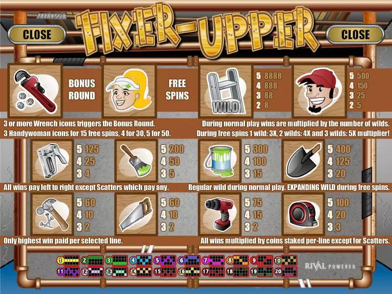 Info and Rules - Fixer Upper Rival Slots Game