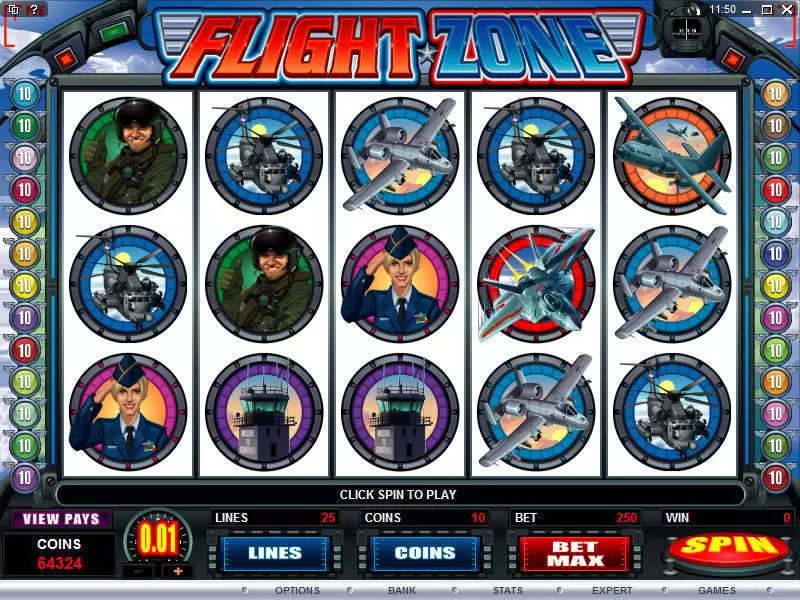 Main Screen Reels - Flight Zone Microgaming Slots Game