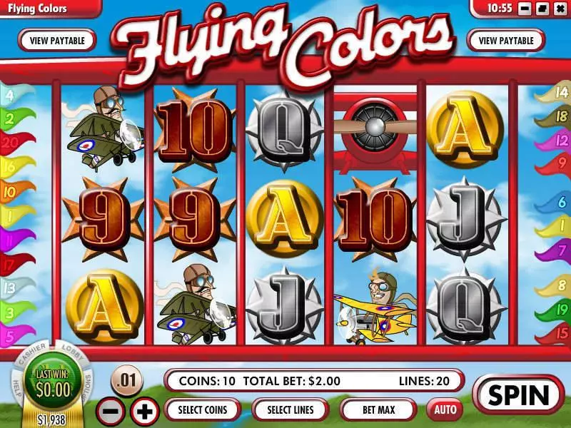 Main Screen Reels - Flying Colors Rival Slots Game