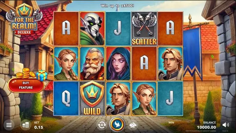 Main Screen Reels - For the Realm Deluxe Mascot Gaming Slots Game