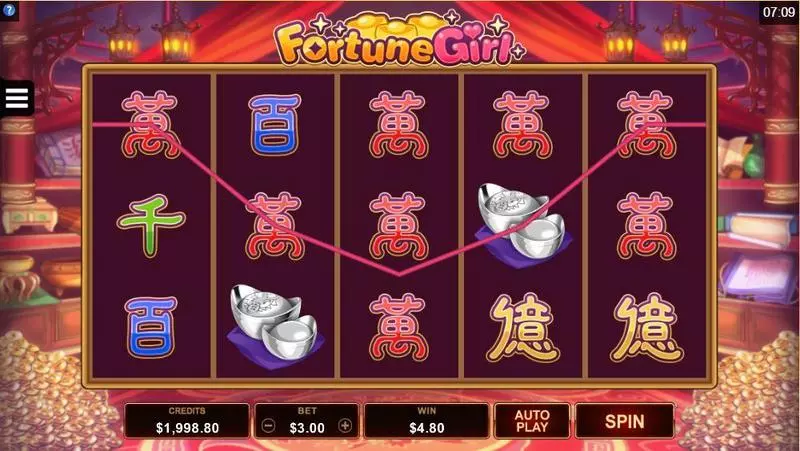 Main Screen Reels - Fortune Girl Microgaming Slots Game