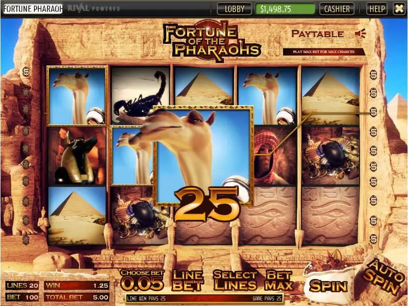 Main Screen Reels - Fortune of the Pharaos Sheriff Gaming Slots Game