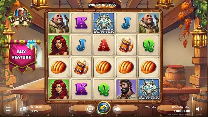 Main Screen Reels - Friar Tuck's Inn Mascot Gaming Slots Game
