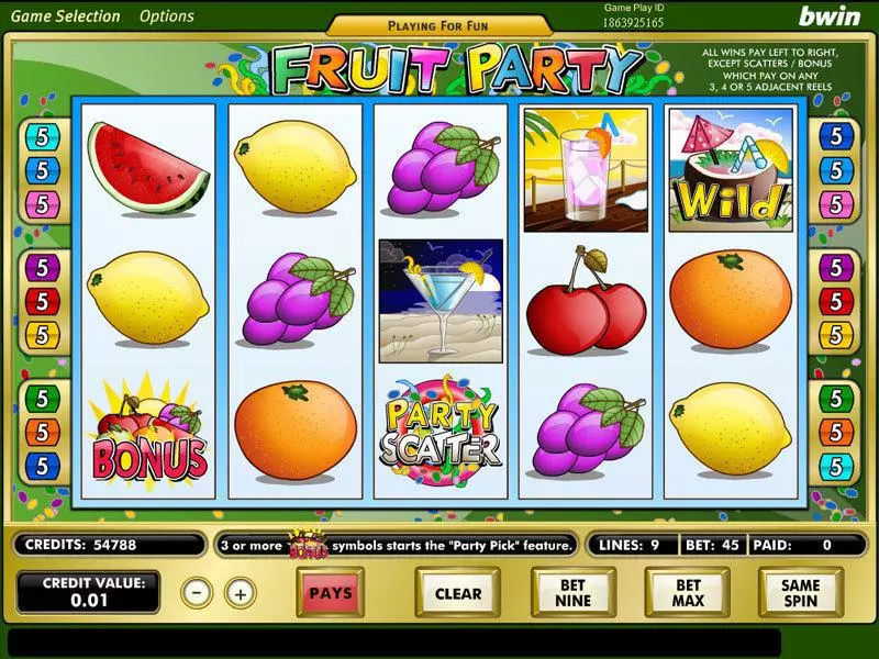 Main Screen Reels - Fruit Party Amaya Slots Game