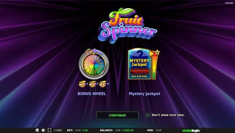 Info and Rules - Fruit Spinner StakeLogic Slots Game
