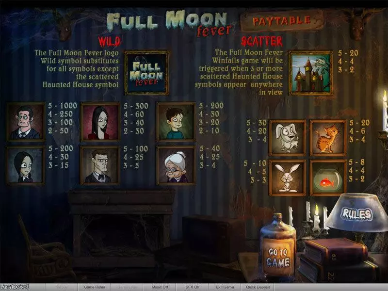 Info and Rules - Full Moon Fever bwin.party Slots Game