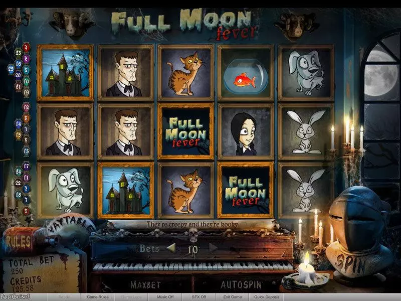 Main Screen Reels - Full Moon Fever bwin.party Slots Game
