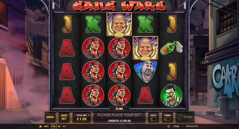 Main Screen Reels - Gang Wars Greentube Slots Game