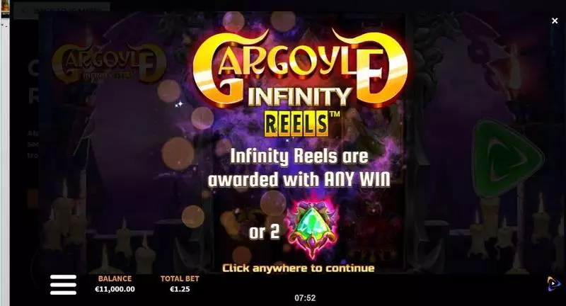 Introduction Screen - Gargoyle Infinity Reels ReelPlay Slots Game