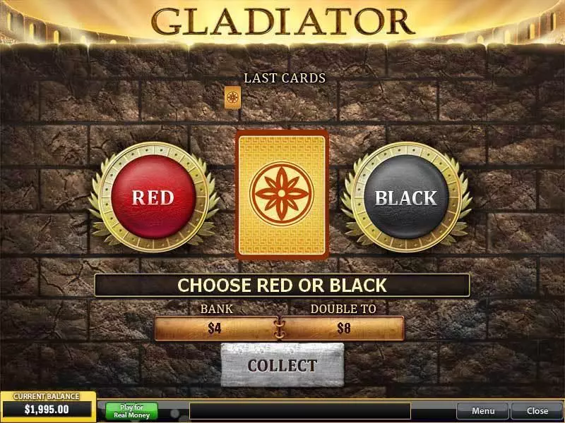 Gamble Screen - Gladiator PlayTech Slots Game