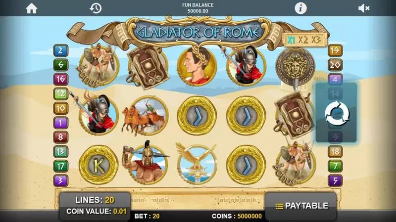 Main Screen Reels - Gladiators of Rome  1x2 Gaming Slots Game