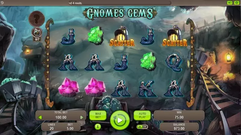 Main Screen Reels - Gnomes' Gems Booongo Slots Game