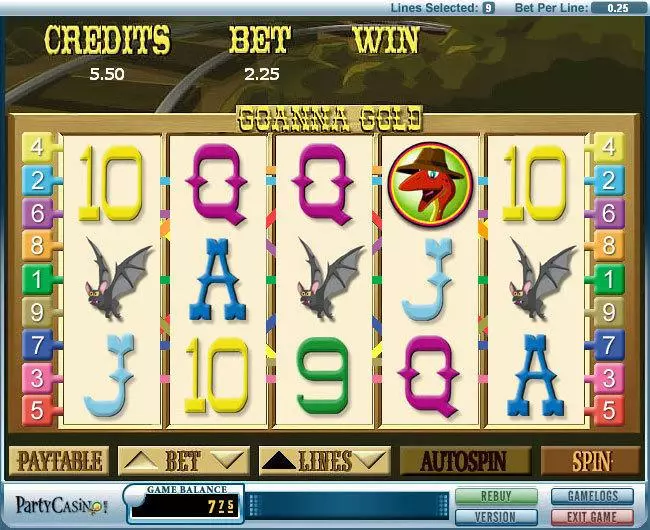 Main Screen Reels - Goanna Gold bwin.party Slots Game