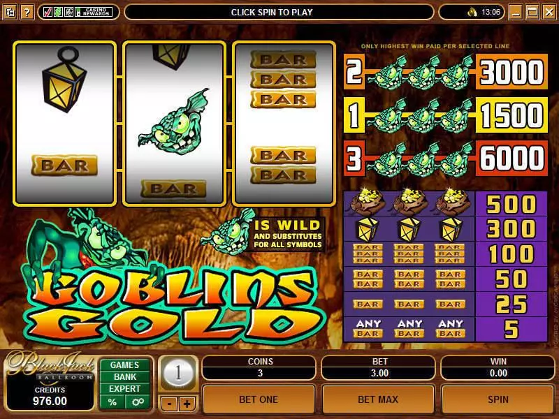 Main Screen Reels - Goblin's Gold Microgaming Slots Game