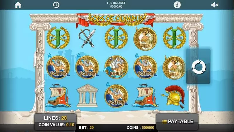 Main Screen Reels - Gods of Olympus 1x2 Gaming Slots Game