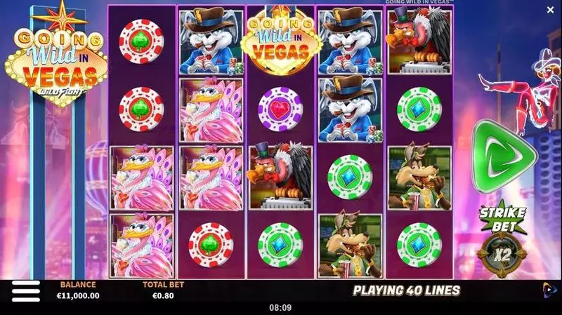 Main Screen Reels - Going Wild in Vegas Wild Fight ReelPlay Slots Game