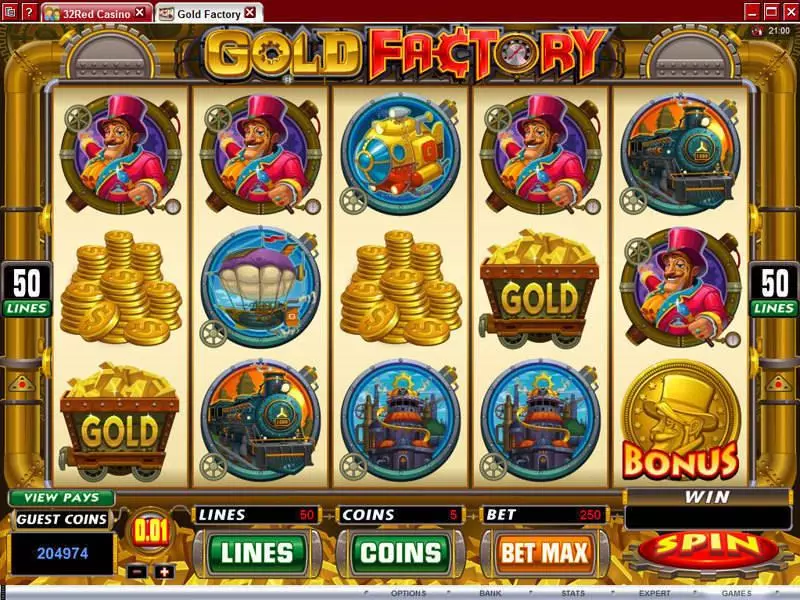 Main Screen Reels - Gold Factory Microgaming Slots Game