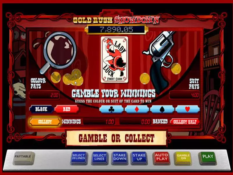 Gamble Screen - Gold Rush Showdown 888 Slots Game