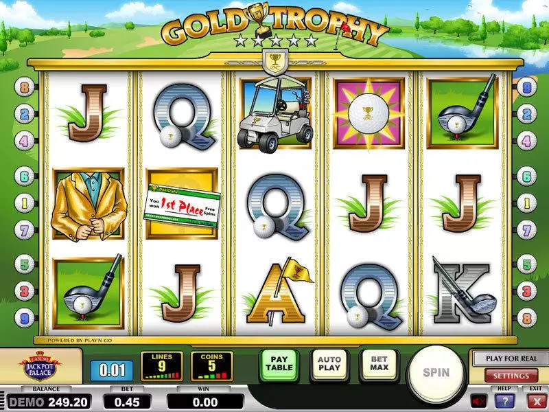 Main Screen Reels - Gold Trophy Play'n GO Slots Game