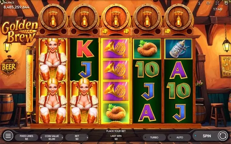 Main Screen Reels - Golden Brew Endorphina Slots Game