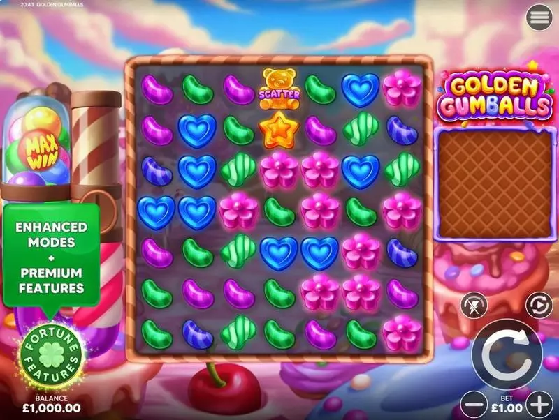 Main Screen Reels - Golden Gumballs Four Leaf Gaming Slots Game
