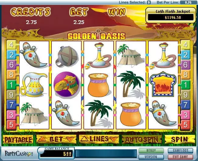 Main Screen Reels - Golden Oasis bwin.party Slots Game