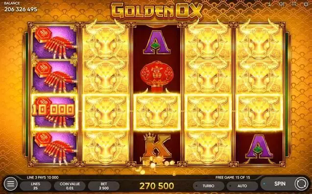 Main Screen Reels - Golden Ox Endorphina Slots Game