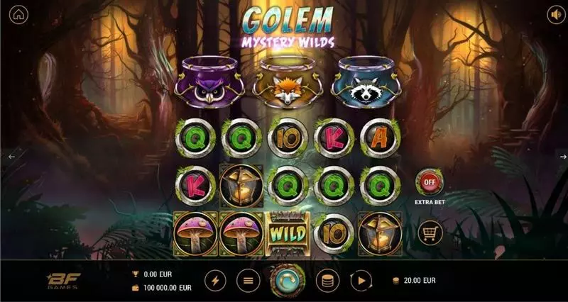 Main Screen Reels - Golem Mystery Wilds BF Games Slots Game
