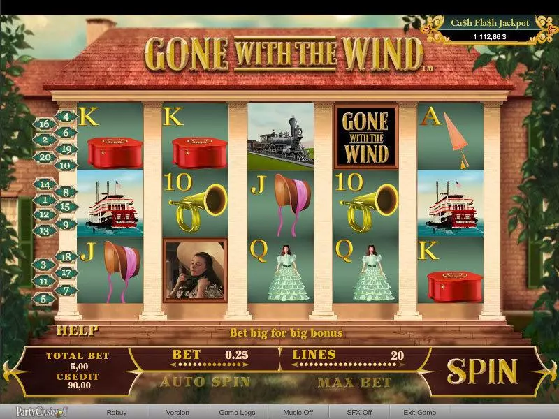 Main Screen Reels - Gone With The Wind bwin.party Slots Game