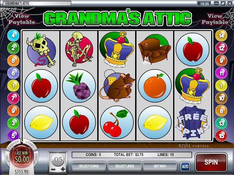 Main Screen Reels - Grandma's Attic Rival Slots Game