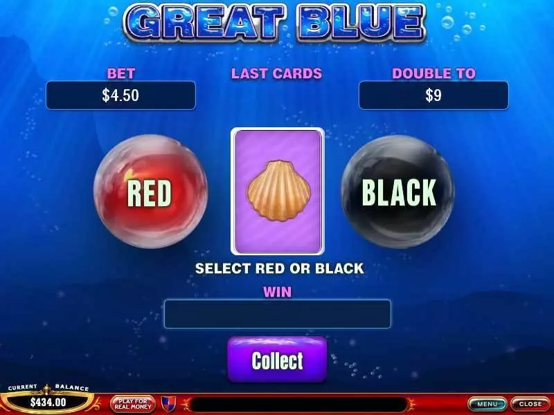 Gamble Screen - Great Blue PlayTech Slots Game