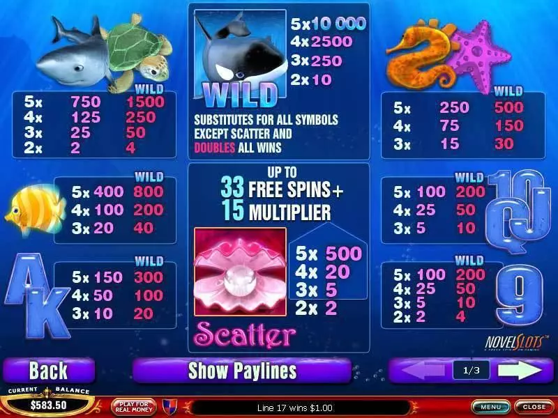 Info and Rules - Great Blue PlayTech Slots Game