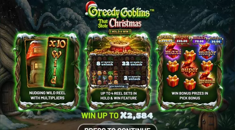 Info and Rules - Greedy Goblins That Stole Christmas BetSoft Slots Game
