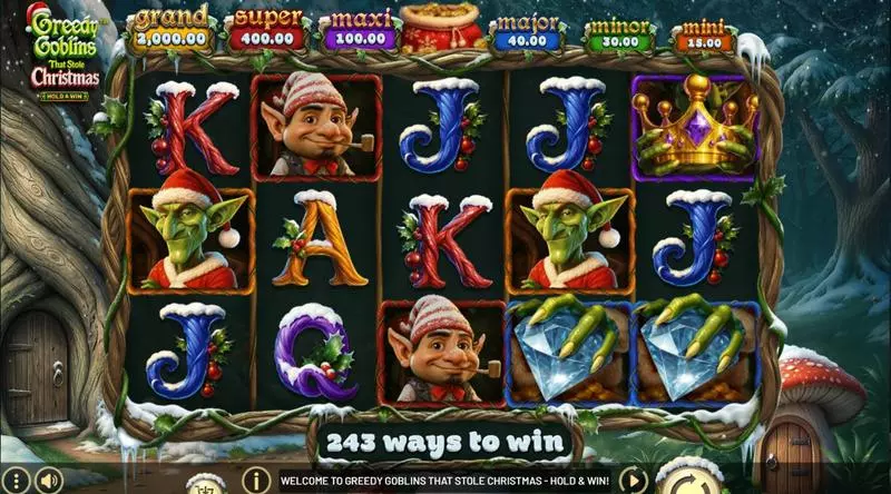 Main Screen Reels - Greedy Goblins That Stole Christmas BetSoft Slots Game