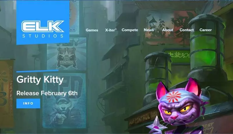 Introduction Screen - Gritty Kitty of Nitropolis Elk Studios Slots Game