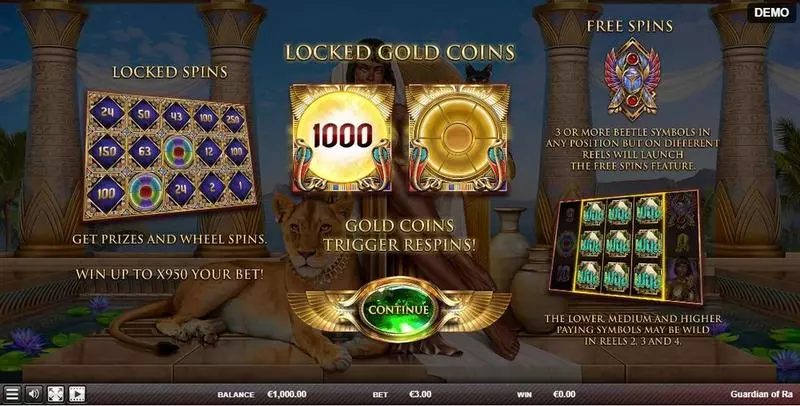 Info and Rules - Guardian of Ra Red Rake Gaming Slots Game