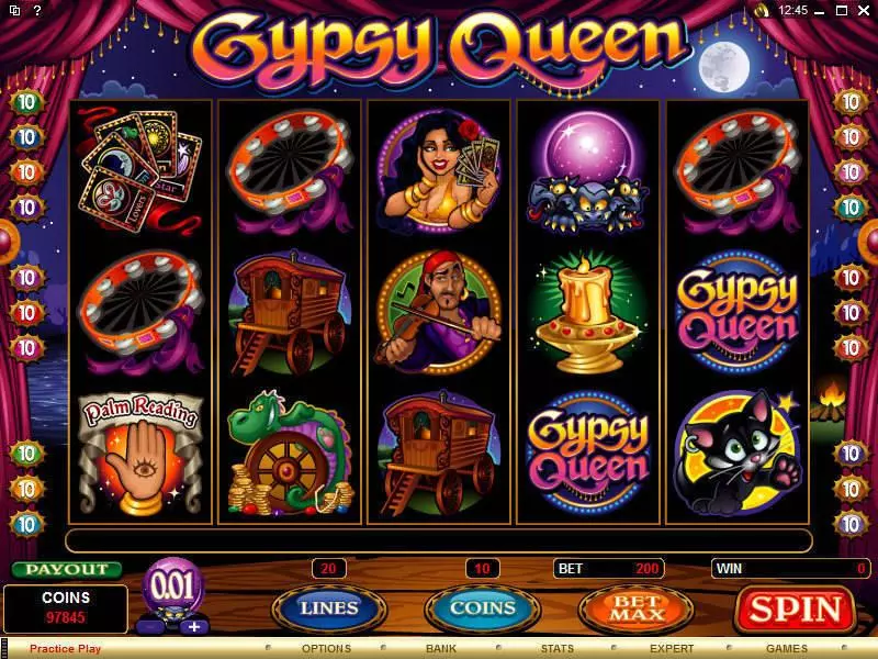 Main Screen Reels - Gypsy Queen Microgaming Slots Game