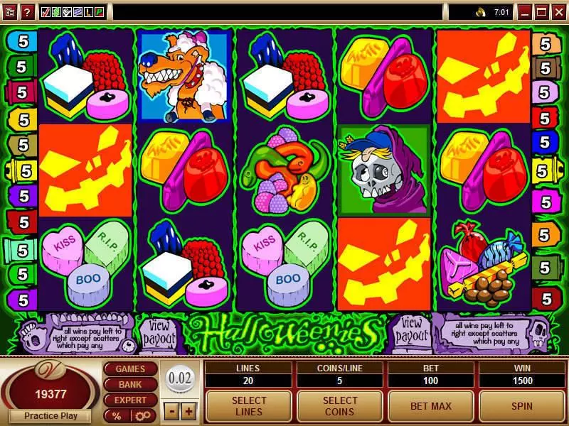 Main Screen Reels - Halloweenies Microgaming Slots Game